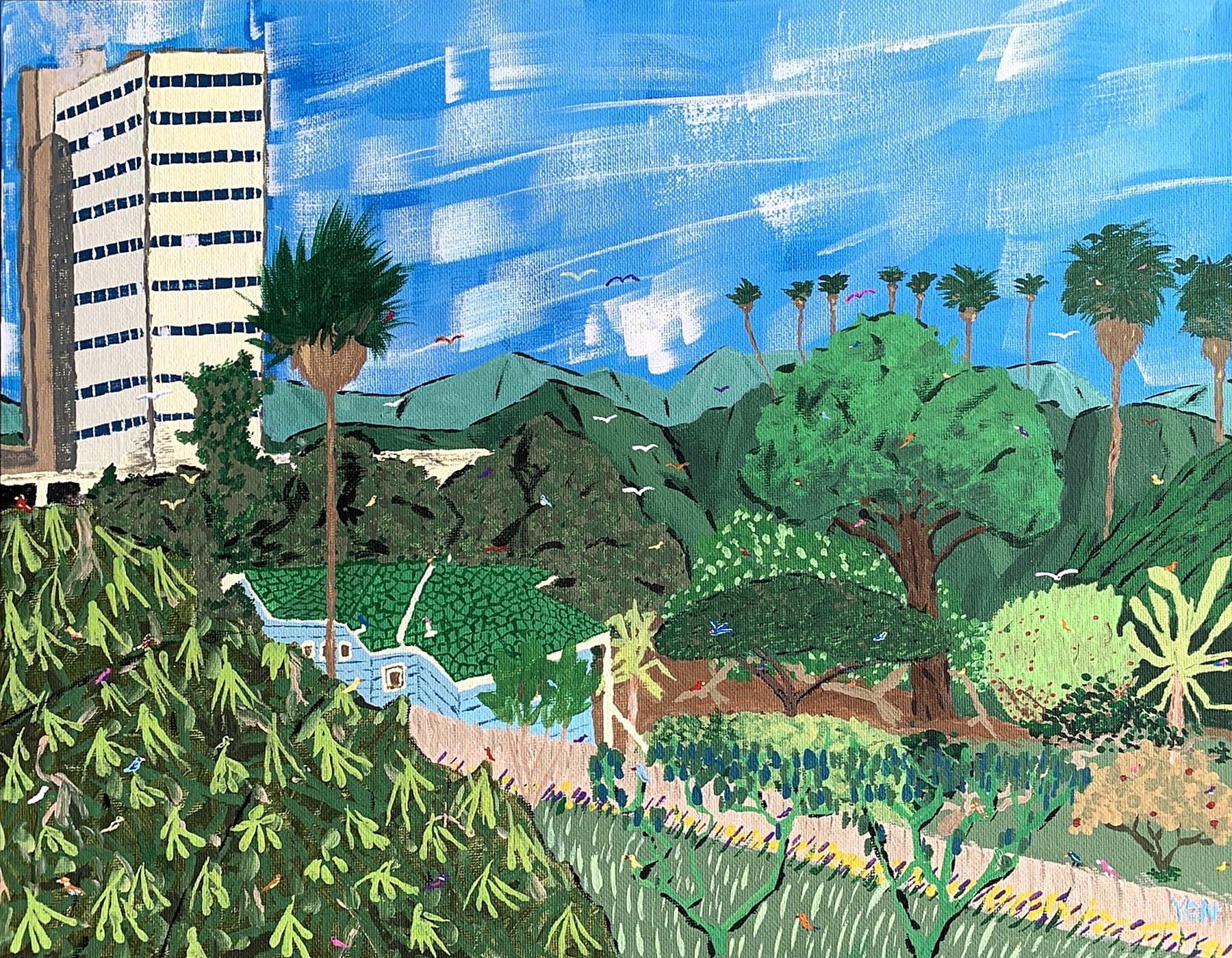“Balcony Views” — painting by Yon Douek